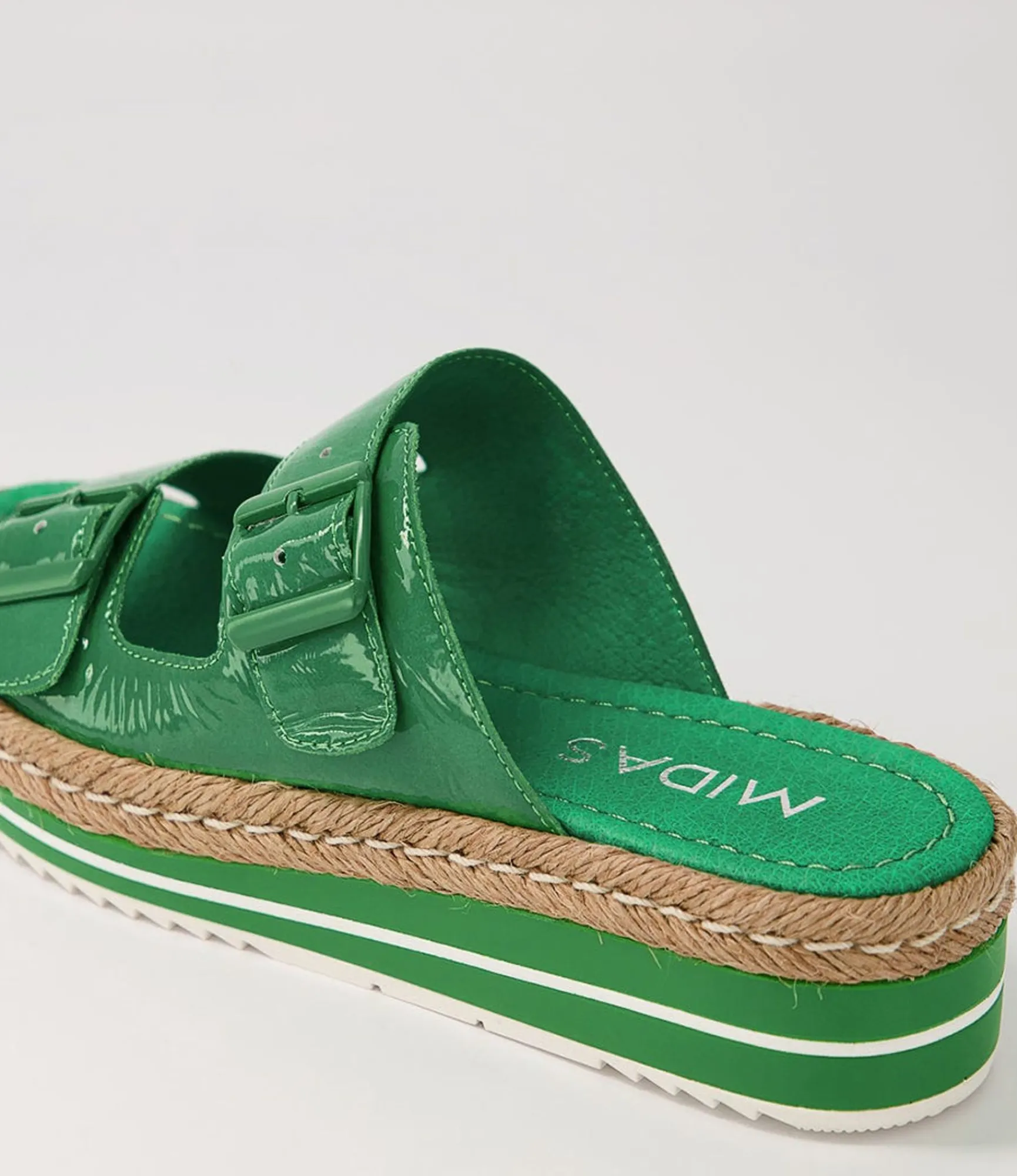 Outlet Midas Shoes Axil Emerald Patent Leather Slides