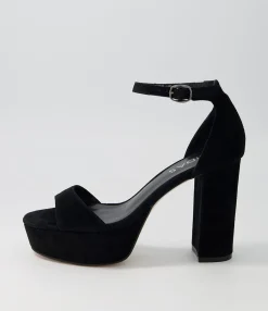 Online Midas Shoes Azure Black Suede Sandals