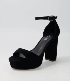Online Midas Shoes Azure Black Suede Sandals