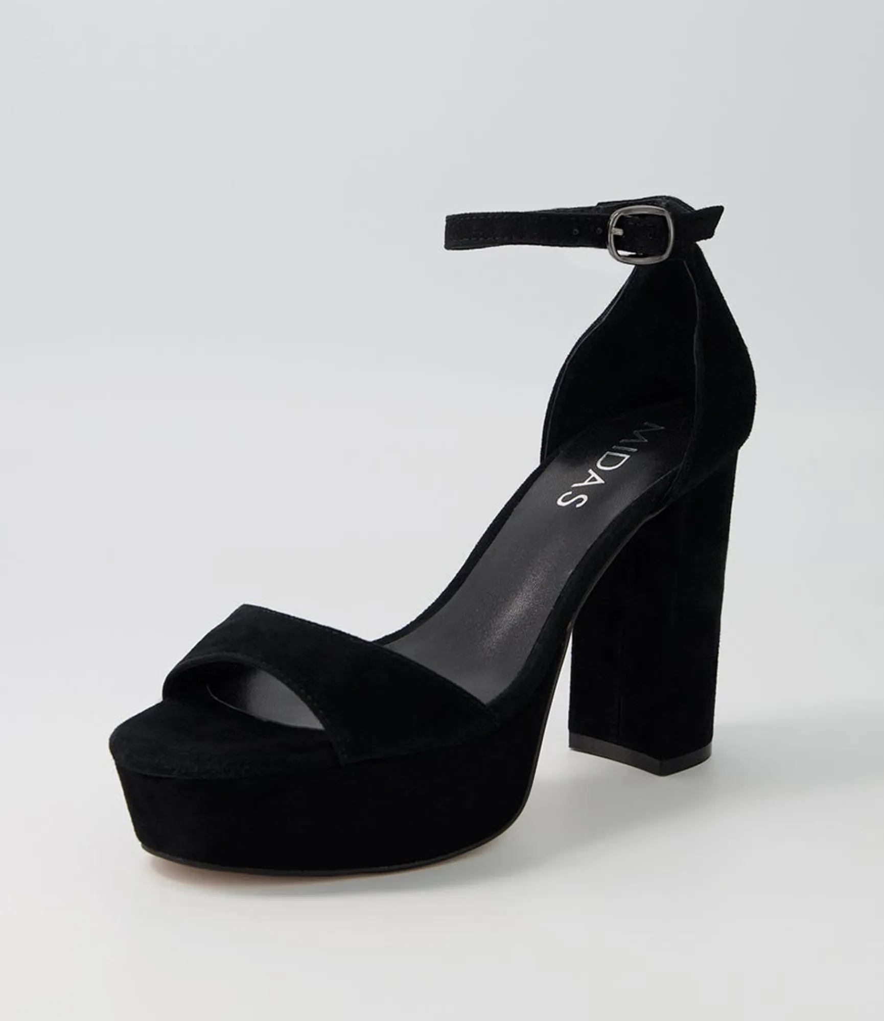 Online Midas Shoes Azure Black Suede Sandals