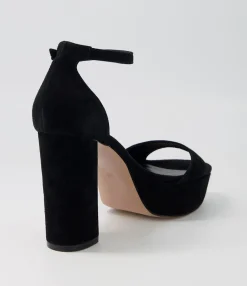Online Midas Shoes Azure Black Suede Sandals