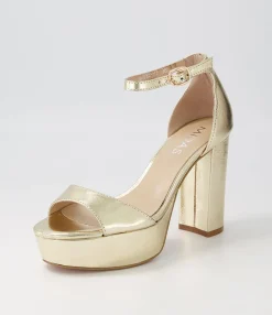 Best Midas Shoes Azure Pale Gold Crinkle Leather Sandals