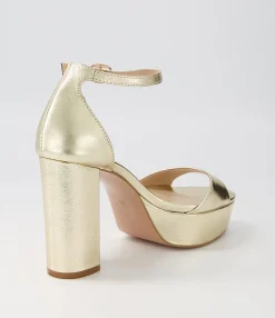 Best Midas Shoes Azure Pale Gold Crinkle Leather Sandals