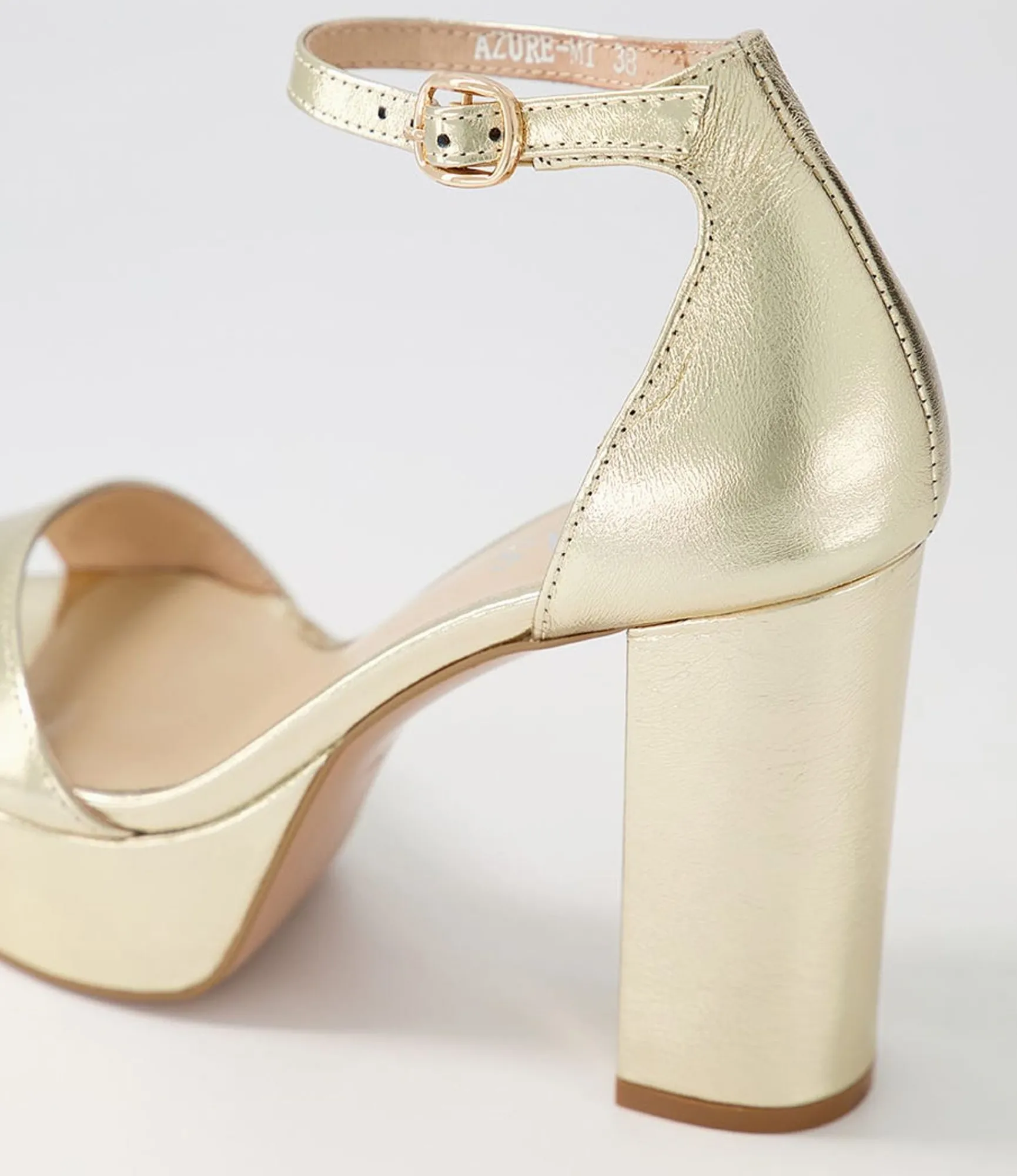 Best Midas Shoes Azure Pale Gold Crinkle Leather Sandals