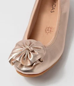 Online Midas Shoes Baha Pale Rose Gold Leather Ballet Flats