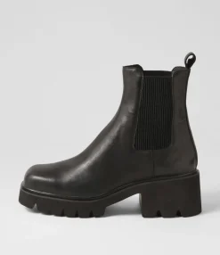 Hot Midas Shoes Barraks Black Leather Elastic Chelsea Boots