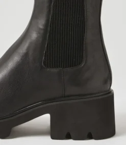 Hot Midas Shoes Barraks Black Leather Elastic Chelsea Boots