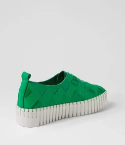 Online Midas Shoes Baxton Emerald White Leather Patent Sneakers