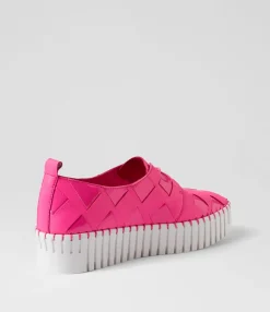 Store Midas Shoes Baxton Hot Pink White Leather Patent Sneakers