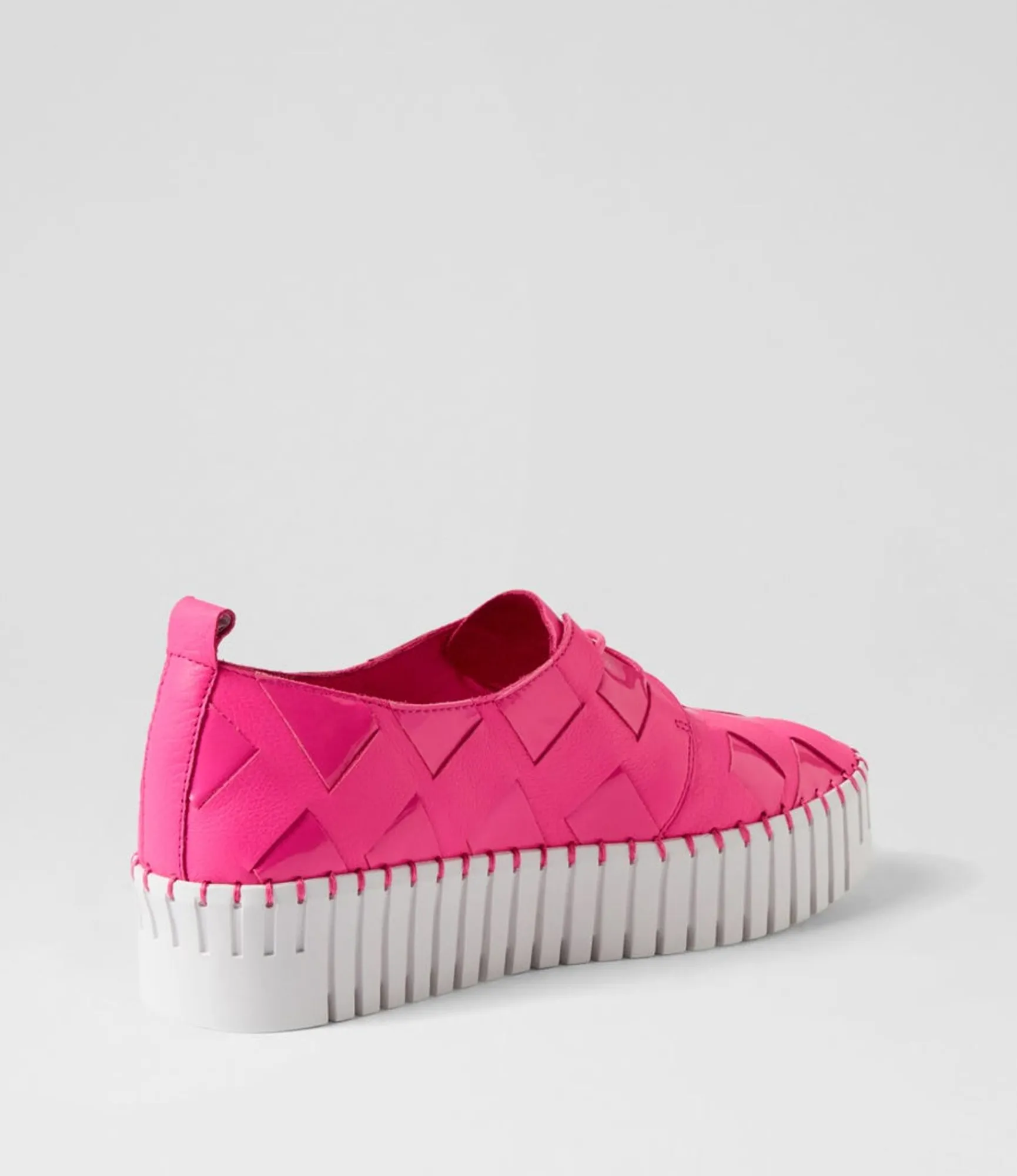 Store Midas Shoes Baxton Hot Pink White Leather Patent Sneakers