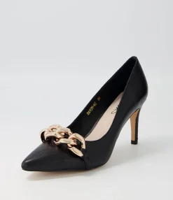 Flash Sale Midas Shoes Bayon Black Leather Pump Heels