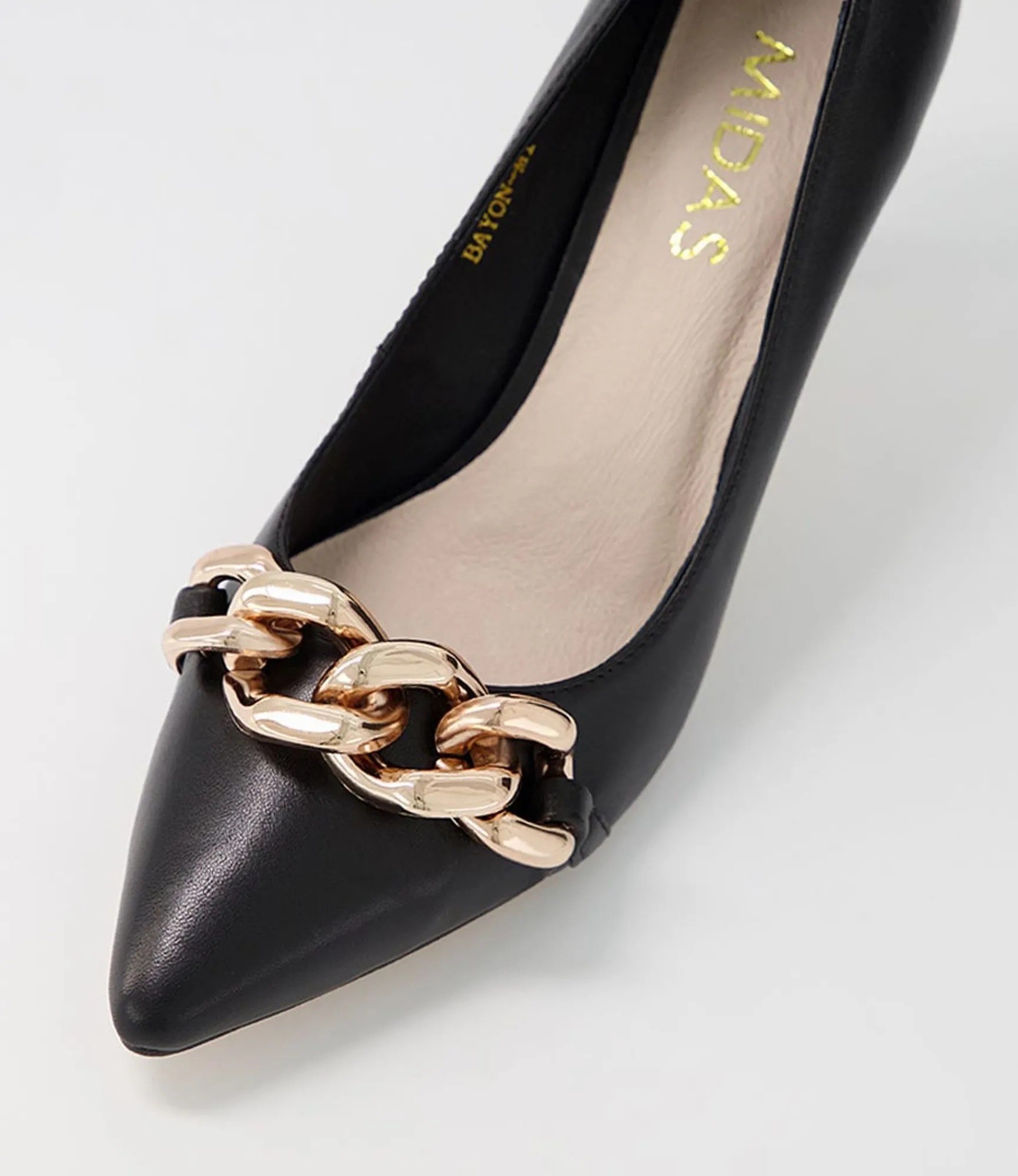 Flash Sale Midas Shoes Bayon Black Leather Pump Heels