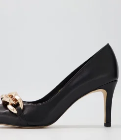 Flash Sale Midas Shoes Bayon Black Leather Pump Heels