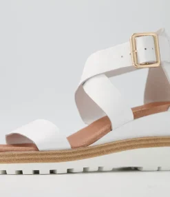 Sale Midas Shoes Beckett White Leather Sandals