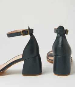 Cheap Midas Shoes Believe Navy Covered Heel Leather Sandals