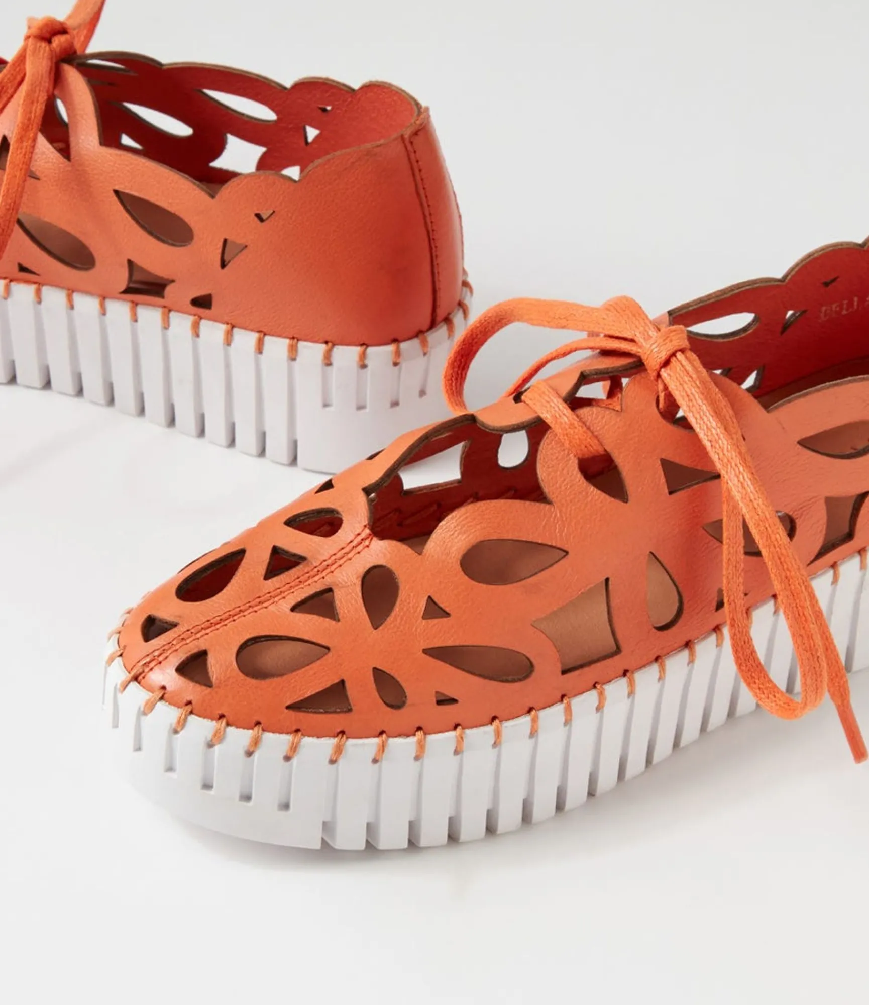 Hot Midas Shoes Bellas Bright Orange White Leather Sneakers
