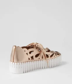 Store Midas Shoes Bellas Champagne White Leather Sneakers