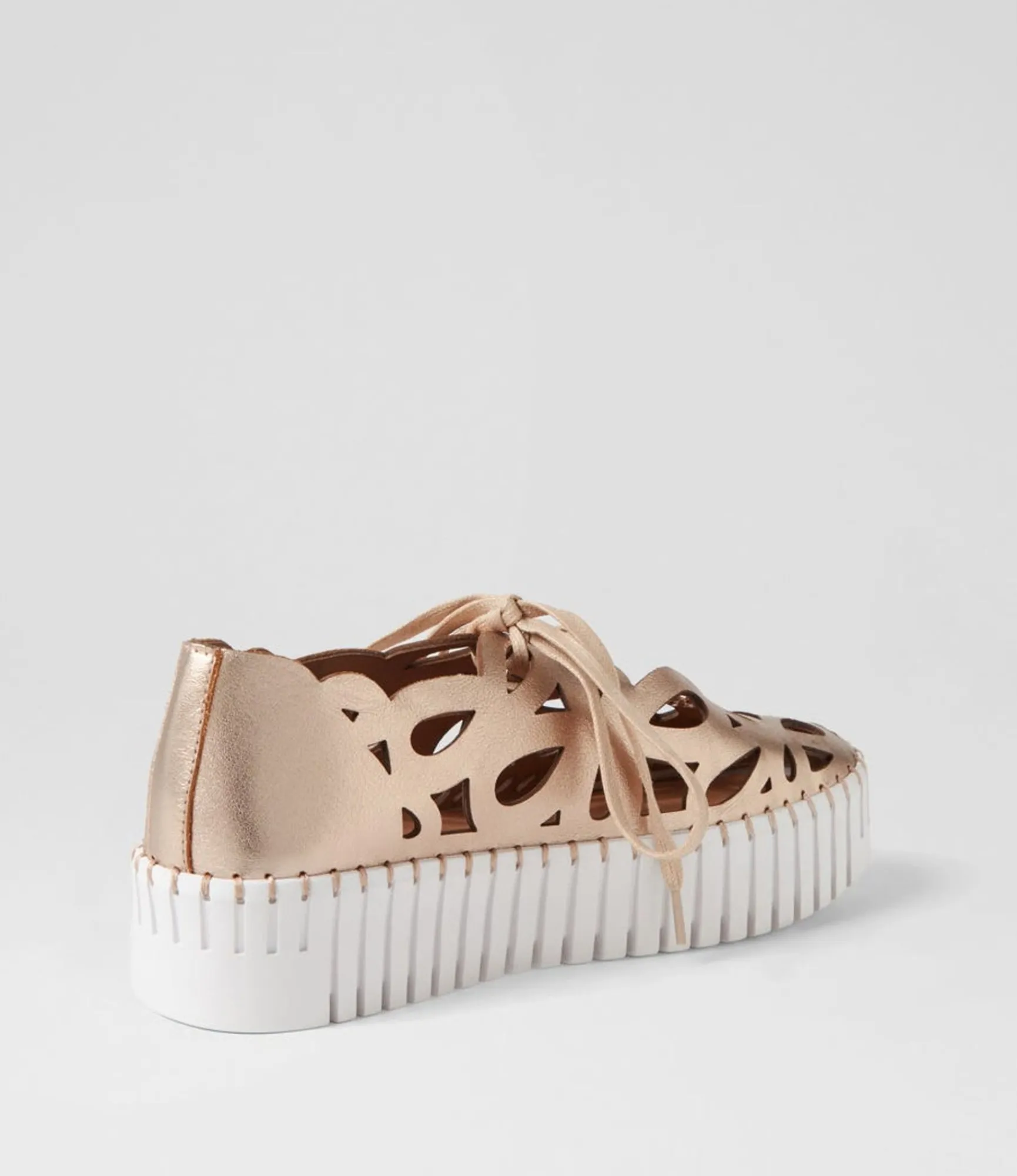 Store Midas Shoes Bellas Champagne White Leather Sneakers