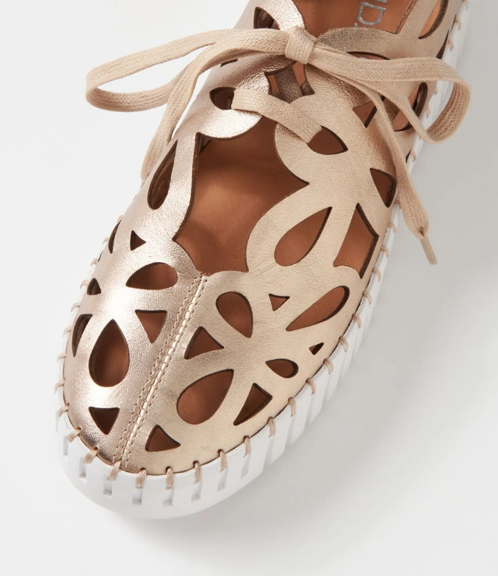 Store Midas Shoes Bellas Champagne White Leather Sneakers