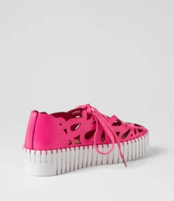 Store Midas Shoes Bellas Hot Pink White Leather Sneakers