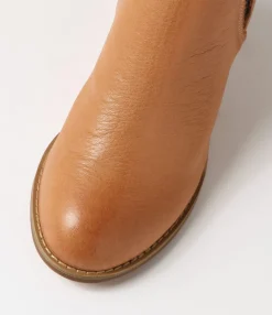 Fashion Midas Shoes Belle Dark Tan Choc Leather Elastic Chelsea Boots