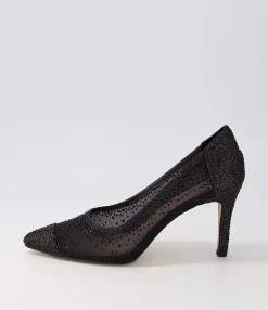 Outlet Midas Shoes Benita Black Shimmer Multi Heels