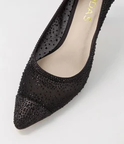 Outlet Midas Shoes Benita Black Shimmer Multi Heels