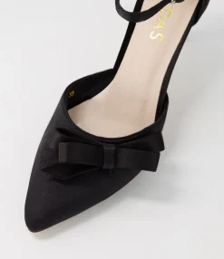 Outlet Midas Shoes Benzy Black Satin Pump Heels