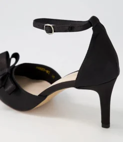 Outlet Midas Shoes Benzy Black Satin Pump Heels