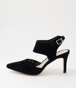 Online Midas Shoes Berlino Black Suede Pump Heels