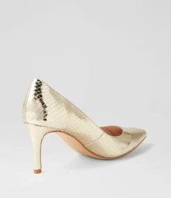 Cheap Midas Shoes Berri Pale Gold Mirror Leather Pump Heels