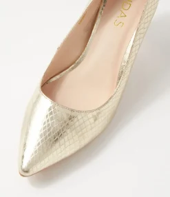 Cheap Midas Shoes Berri Pale Gold Mirror Leather Pump Heels