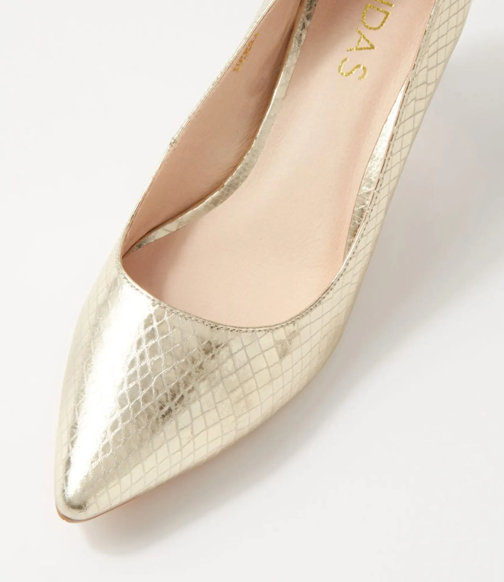 Cheap Midas Shoes Berri Pale Gold Mirror Leather Pump Heels