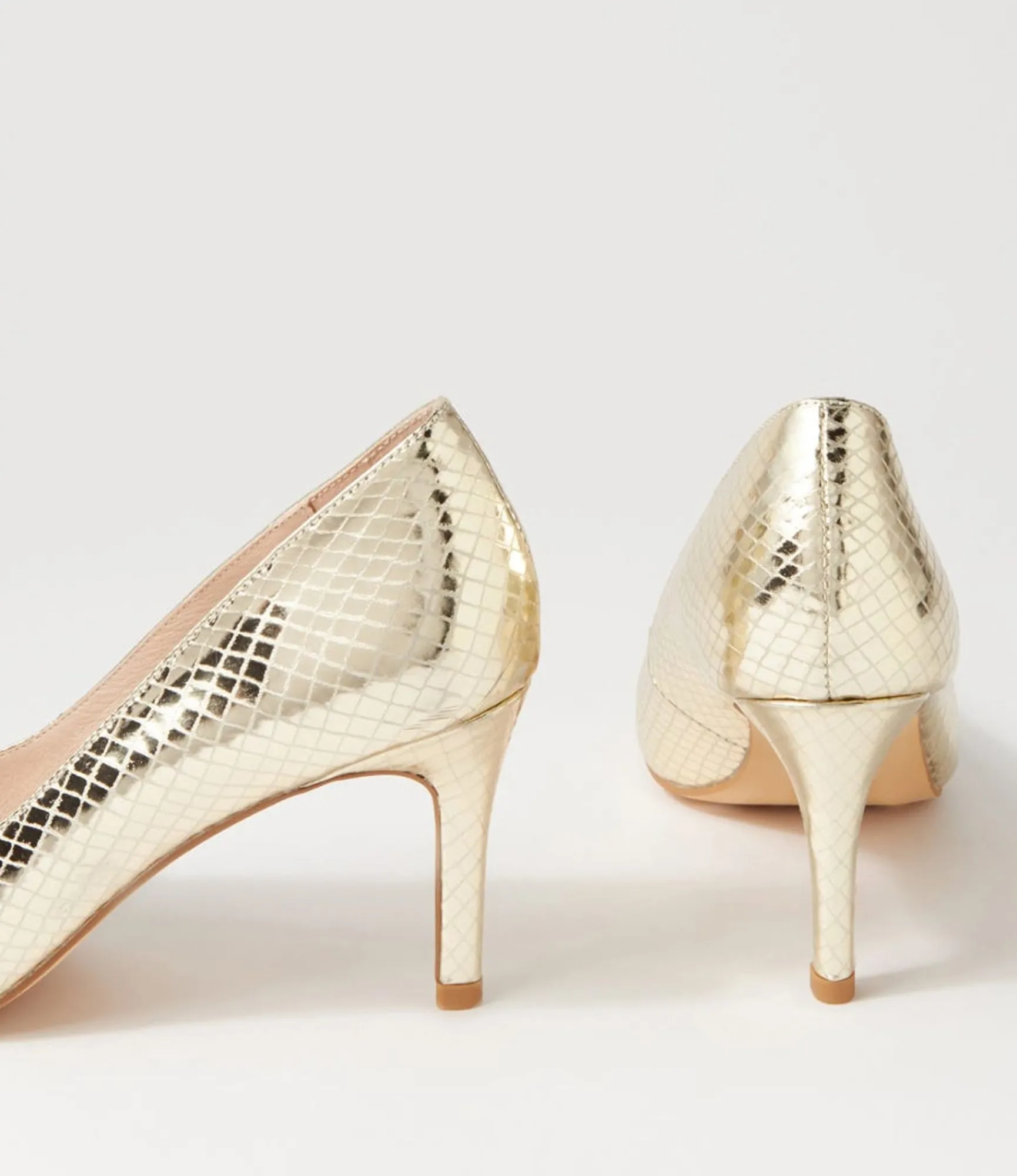 Cheap Midas Shoes Berri Pale Gold Mirror Leather Pump Heels