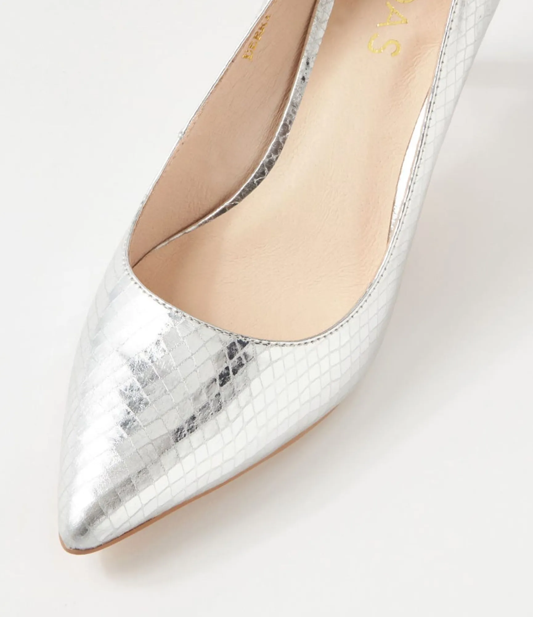 Outlet Midas Shoes Berri Silver Mirror Leather Heels