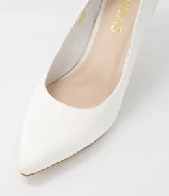 Hot Midas Shoes Berri White Satin Pump Heels
