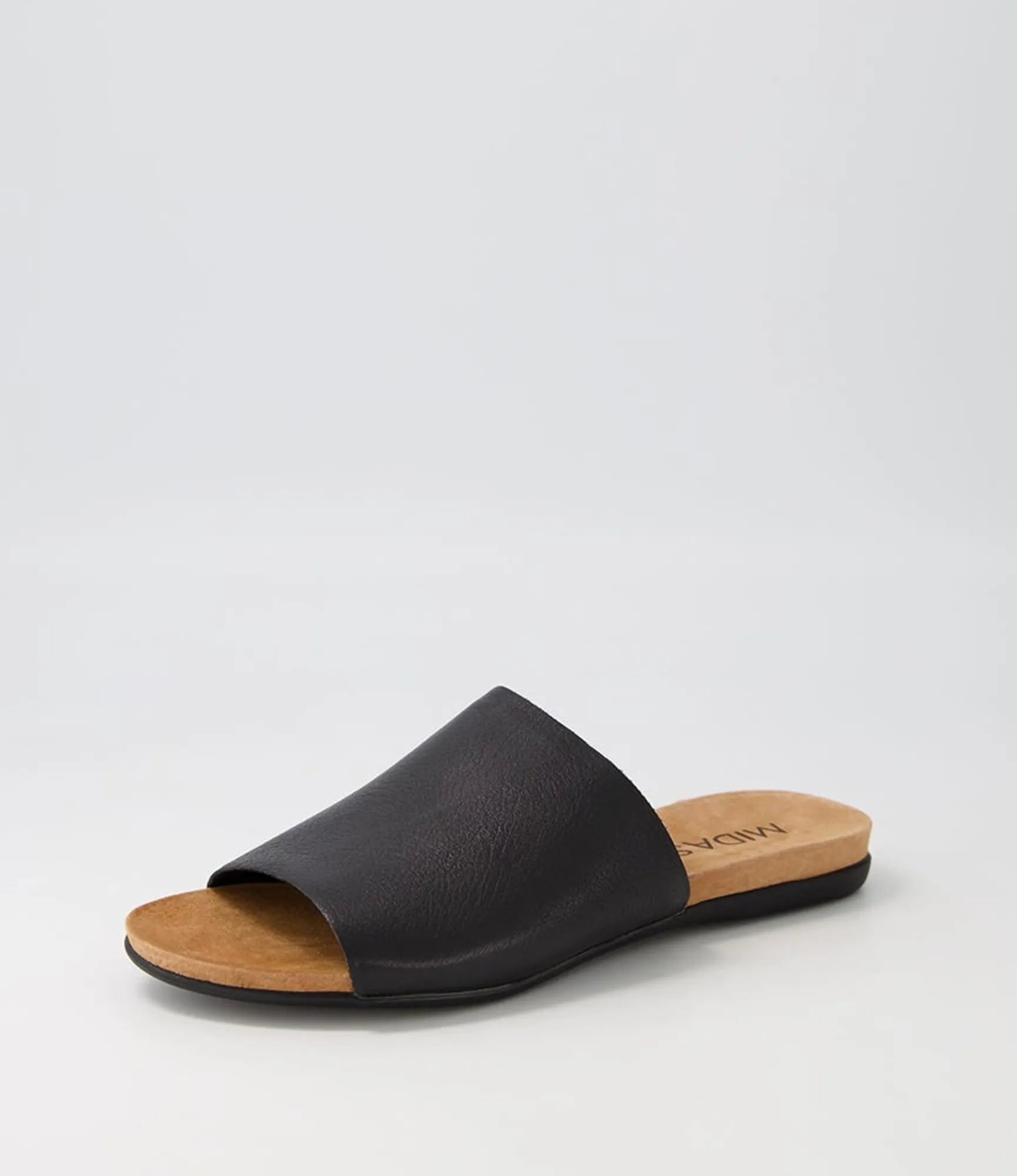 Clearance Midas Shoes Berta Black Leather Slides
