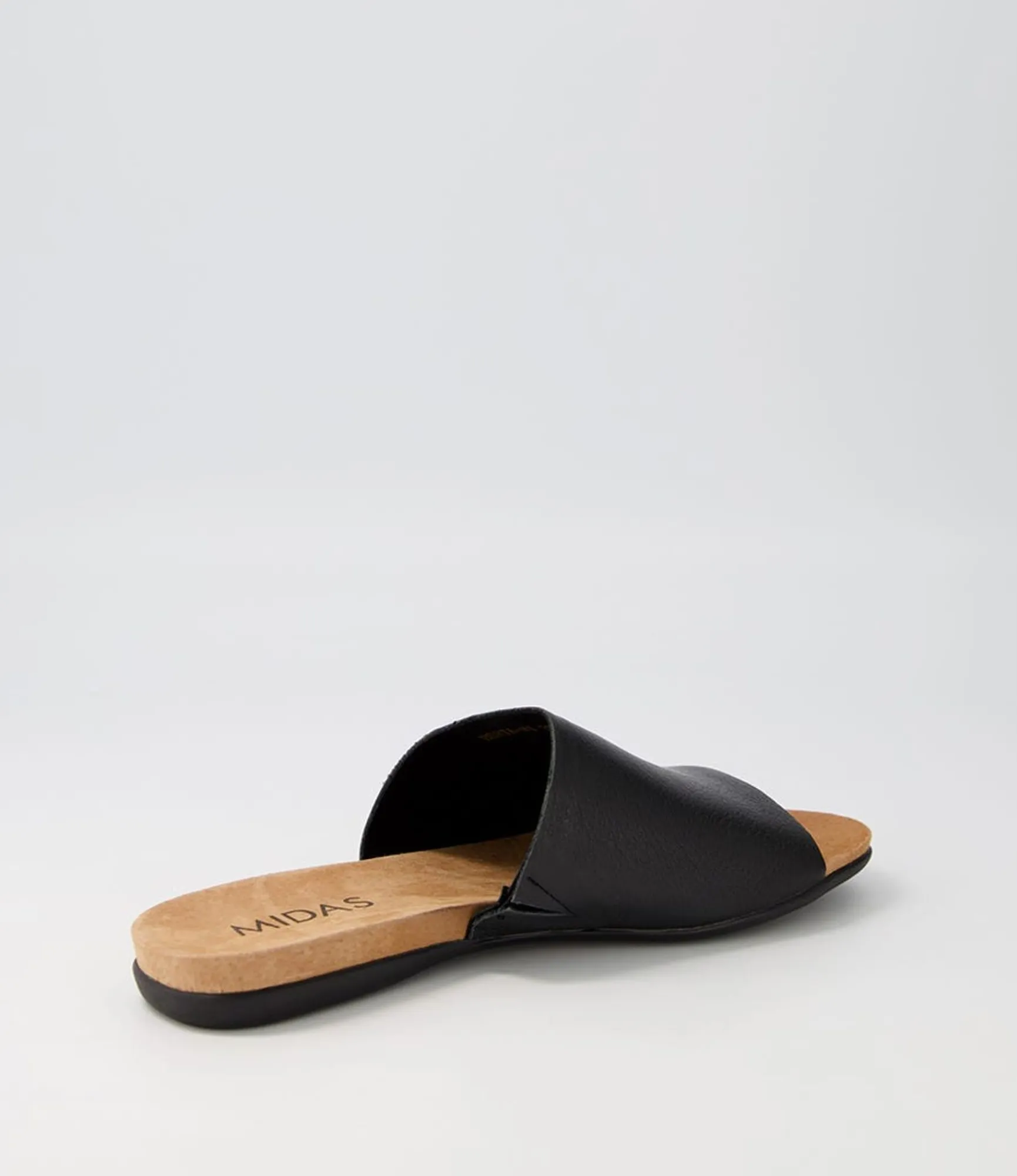 Clearance Midas Shoes Berta Black Leather Slides