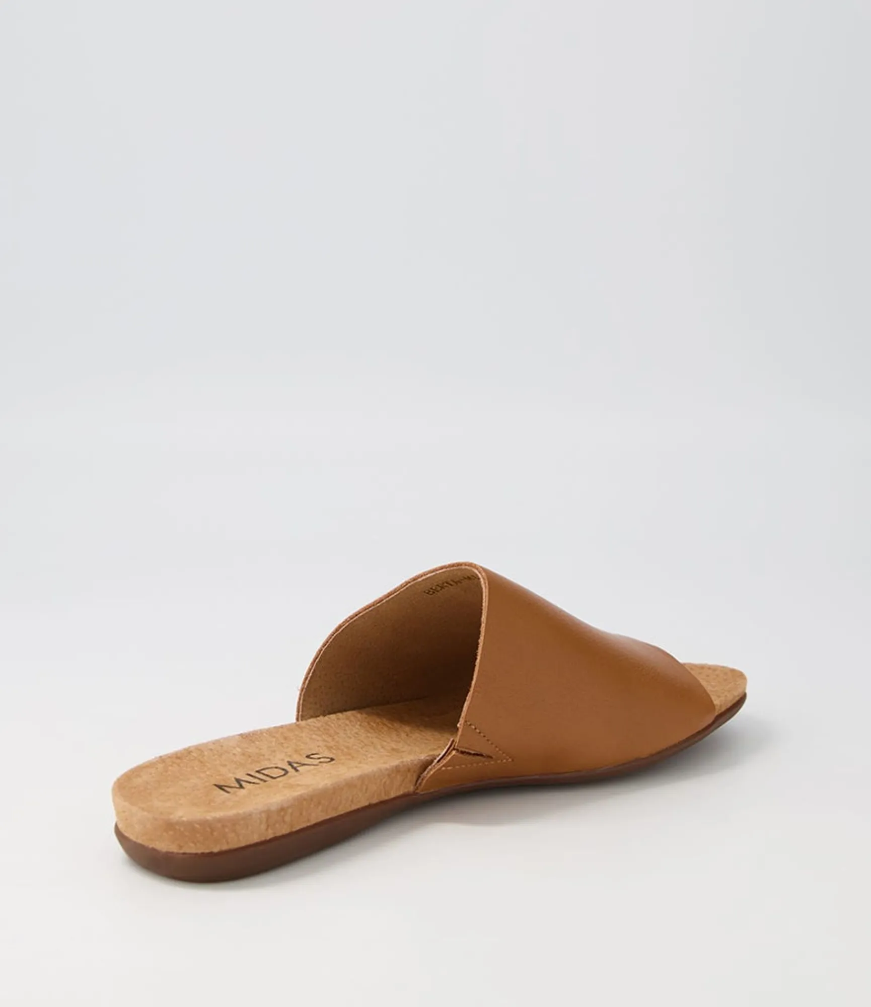 Store Midas Shoes Berta Dark Tan Leather Slides