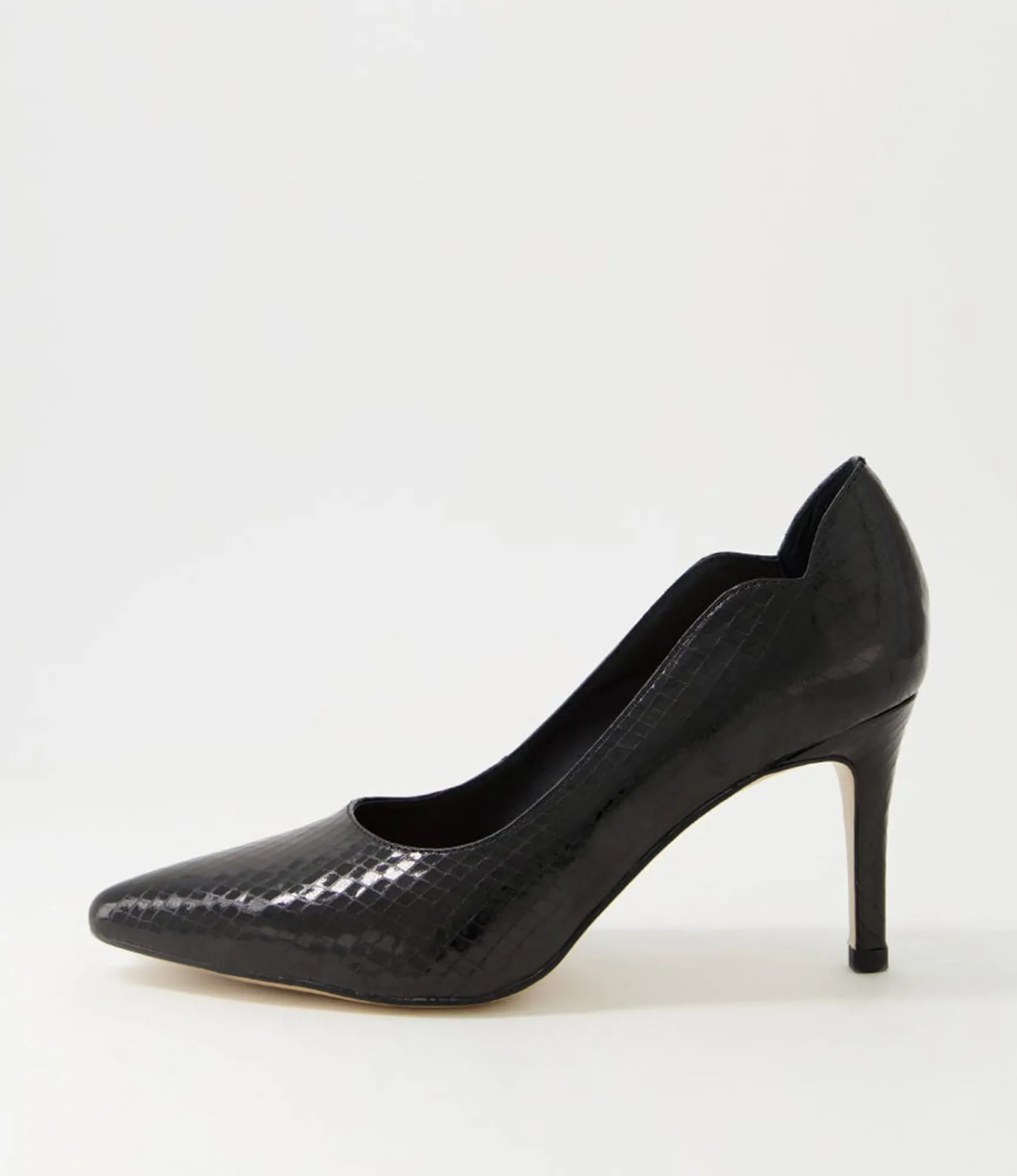 Best Midas Shoes Betha Black Mirror Leather Heels