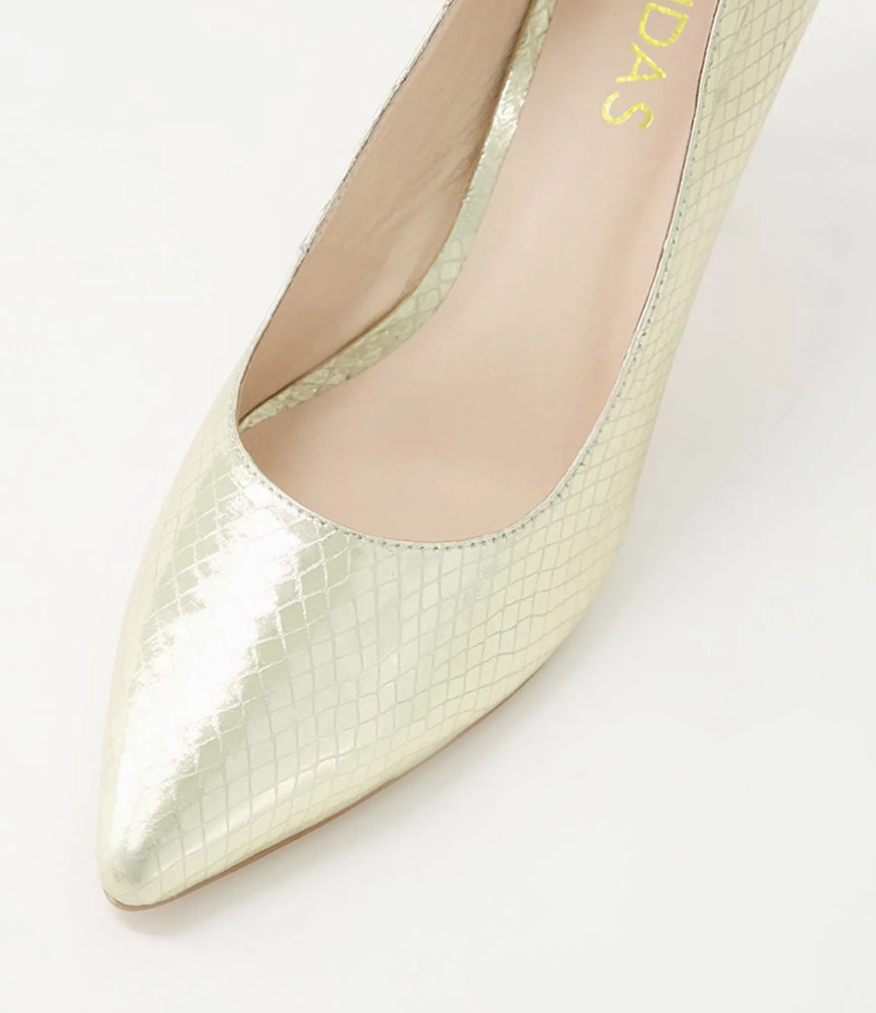 Clearance Midas Shoes Betha Pale Gold Mirror Leather Heels