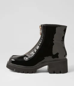 Outlet Midas Shoes Bilbee Black Patent Leather Ankle Boots