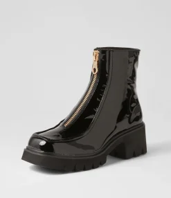 Outlet Midas Shoes Bilbee Black Patent Leather Ankle Boots