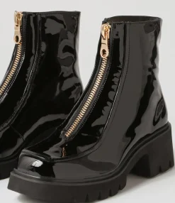 Outlet Midas Shoes Bilbee Black Patent Leather Ankle Boots