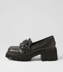 Online Midas Shoes Bizzee Black Leather Heels