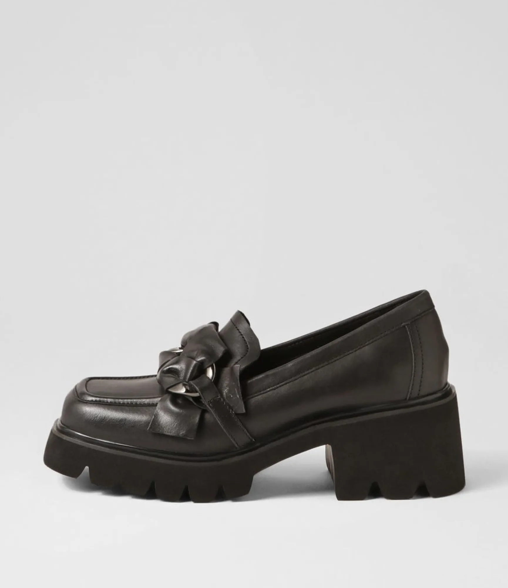 Online Midas Shoes Bizzee Black Leather Heels