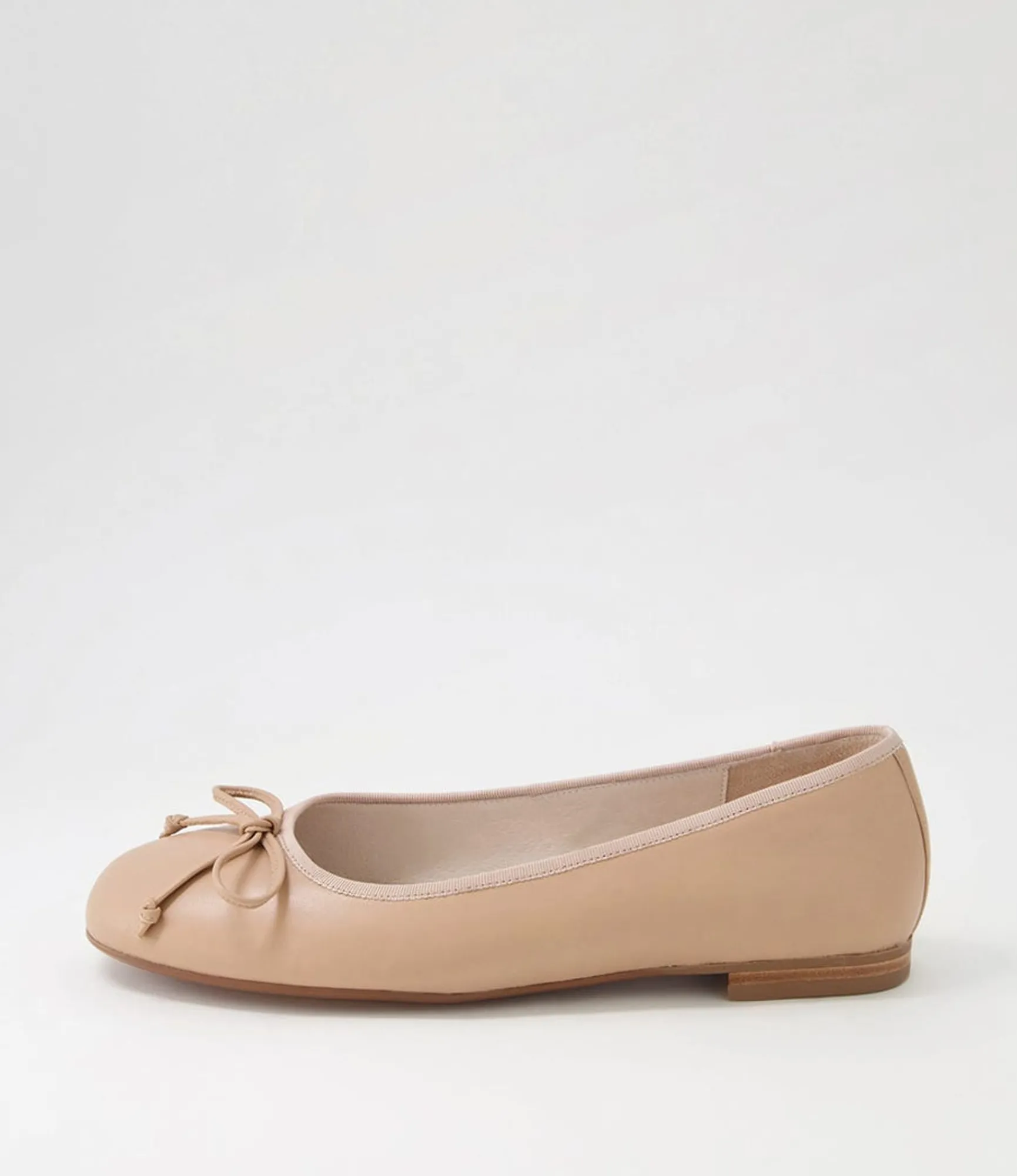Online Midas Shoes Bowy Nude Leather Ballet Flats