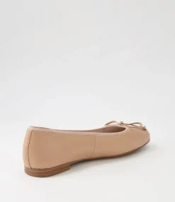 Online Midas Shoes Bowy Nude Leather Ballet Flats