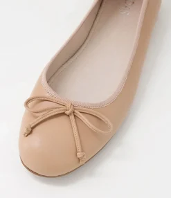 Online Midas Shoes Bowy Nude Leather Ballet Flats