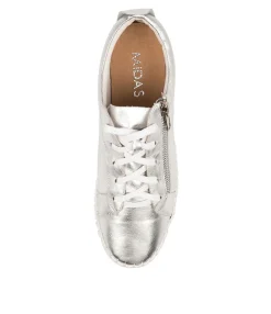 Discount Midas Shoes Braelyn Silver Leather Sneakers